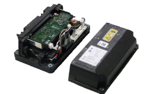 Two views of a high-voltage electronics unit