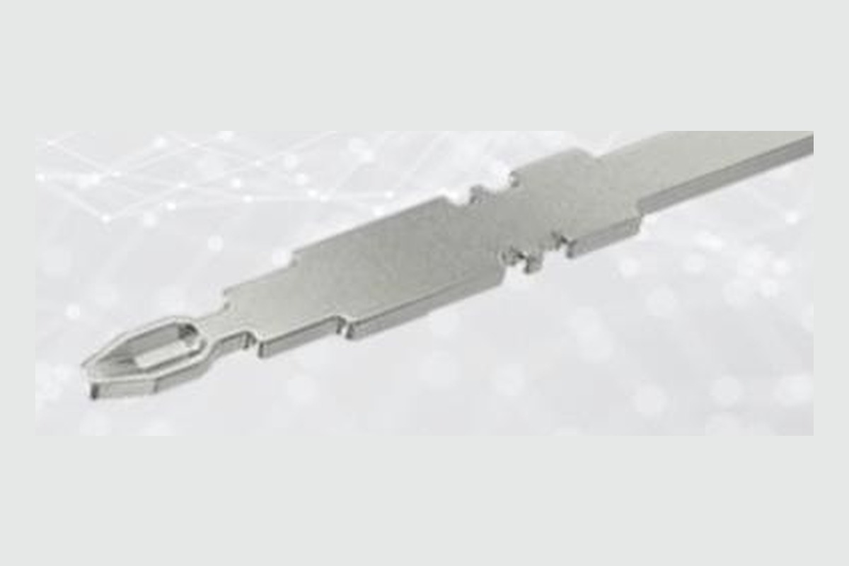 Single Lear press-fit pin showing the formed contact zone and tab