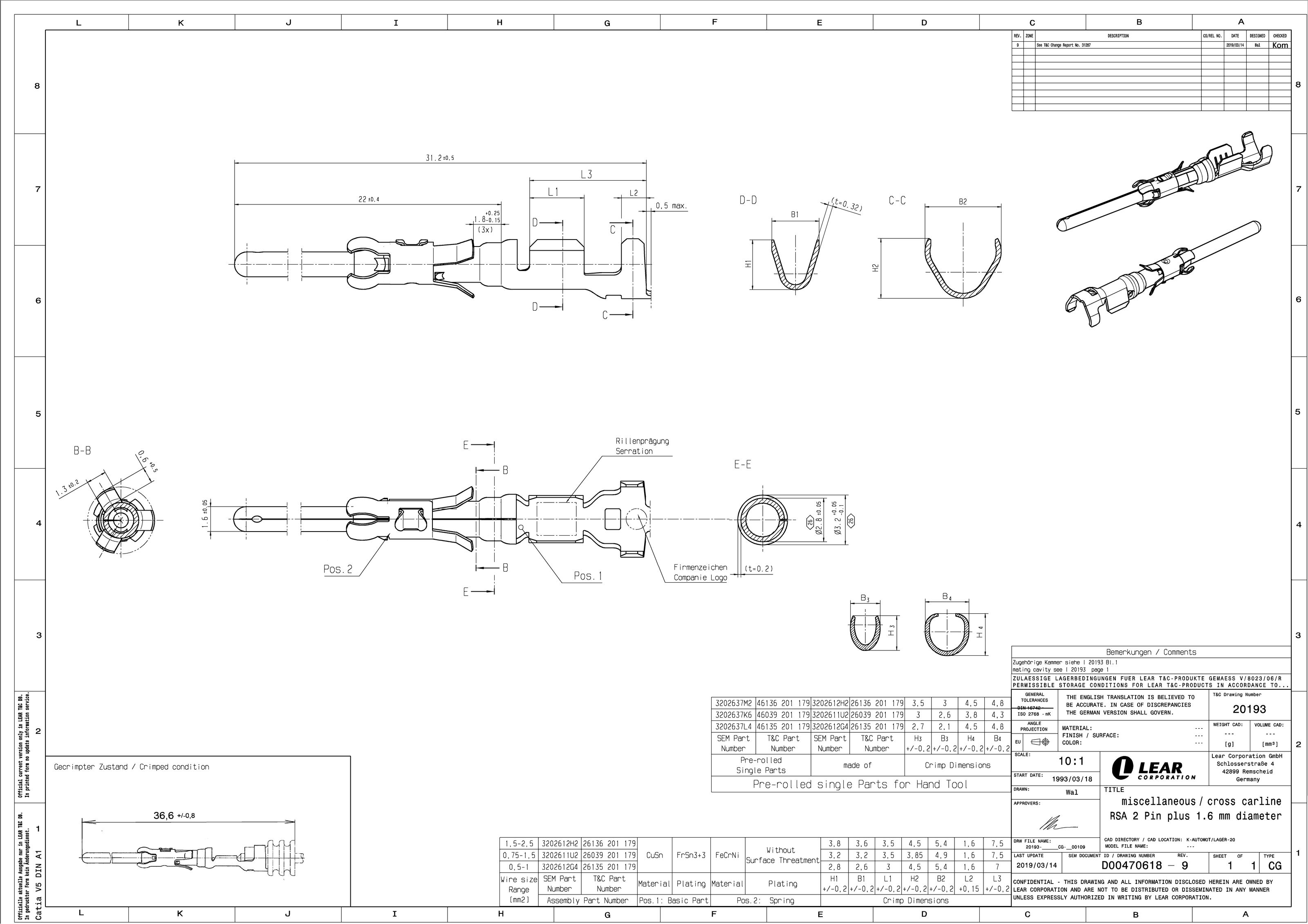 鉄道 DATA FILE RSA 1.6 Pin Sealed Crimp Terminal, Sn, 0.75-1.5mm² - 3202637K6